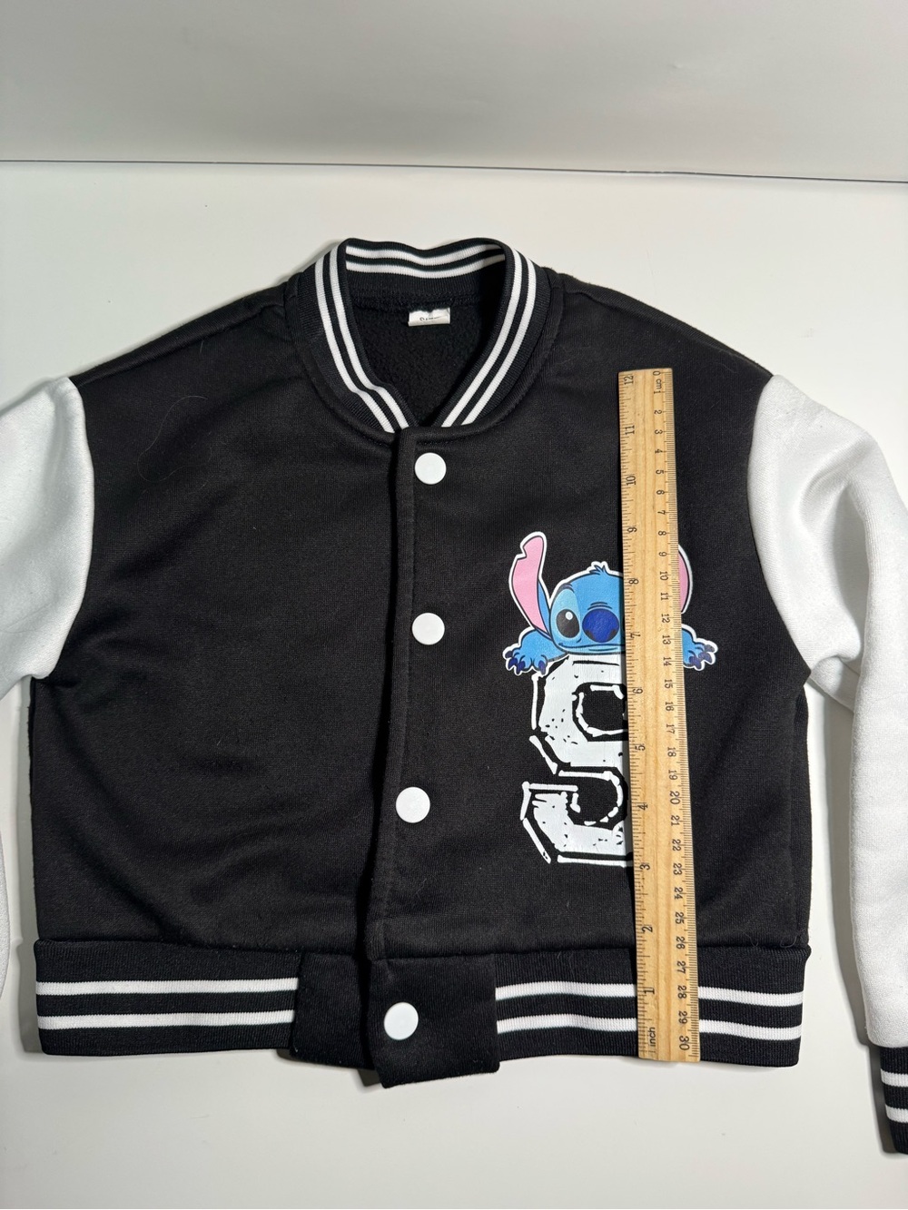 Black & White Varsity Jacket with Stitch Graphic kids 5t
